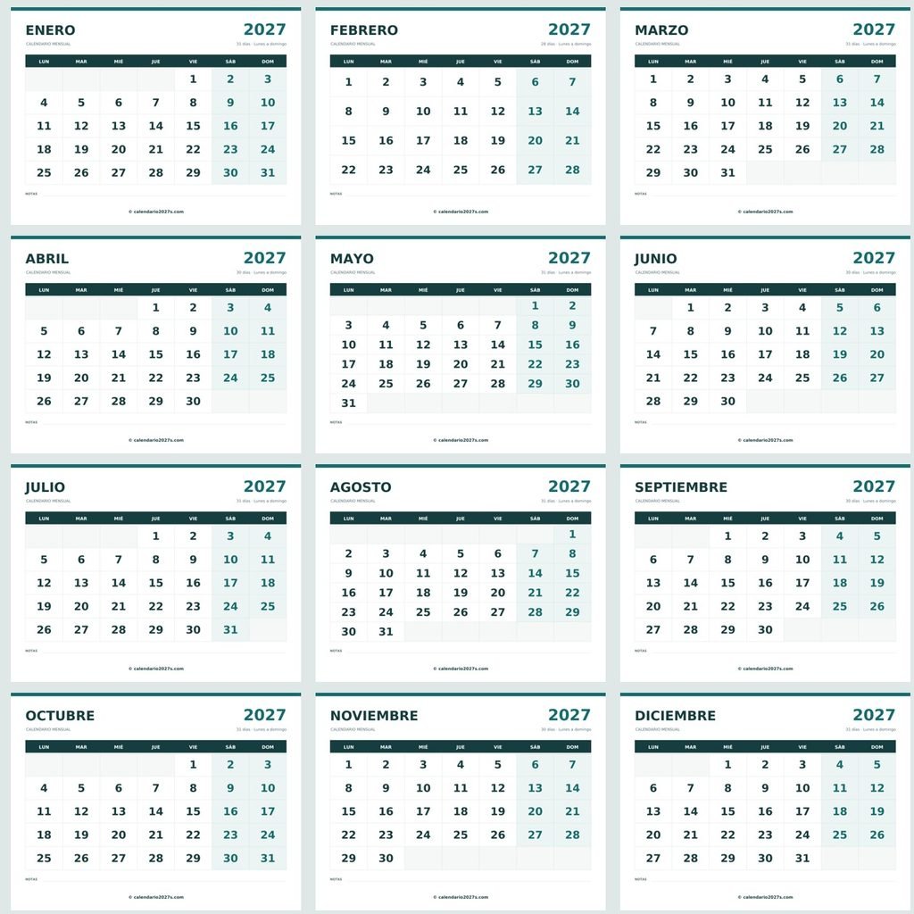 Calendario 2027